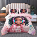 black bedroom set King size comforter set for girls - bold pink