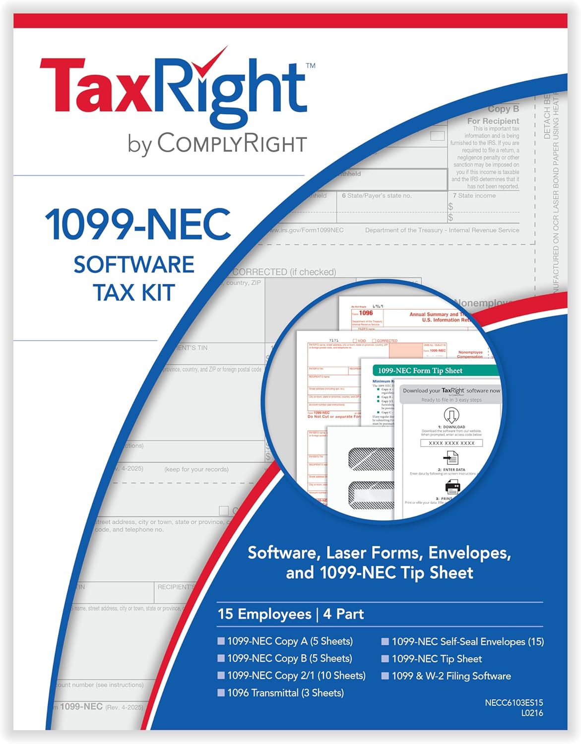 2025 TaxRight 1099-NEC Tax Kit for Easy Tax Reporting Needs