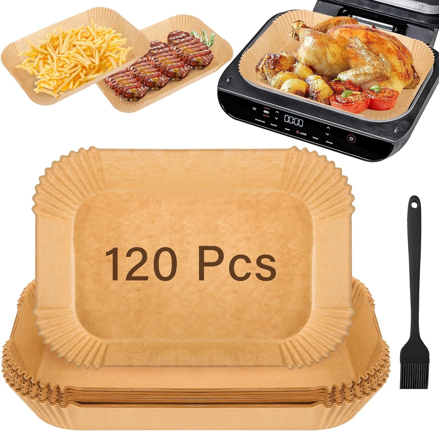 120pcs Air Fryer Liners for Ninja Foodi Grill Set