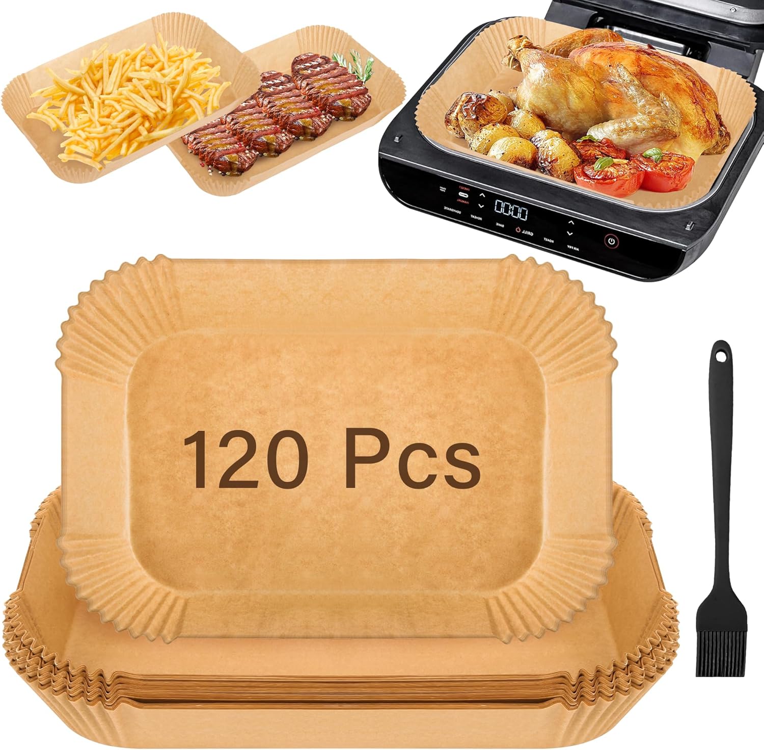 120pcs Air Fryer Liners for Ninja Foodi Grill Set