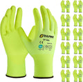 DULFINE Work Gloves Hi-Vis Yellow Micro-Foam Nitrile - Breathable Grip
