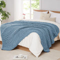 Chunky Knit Chenille Blanket Throw 60in x 80in - Thick Handmade Cozy