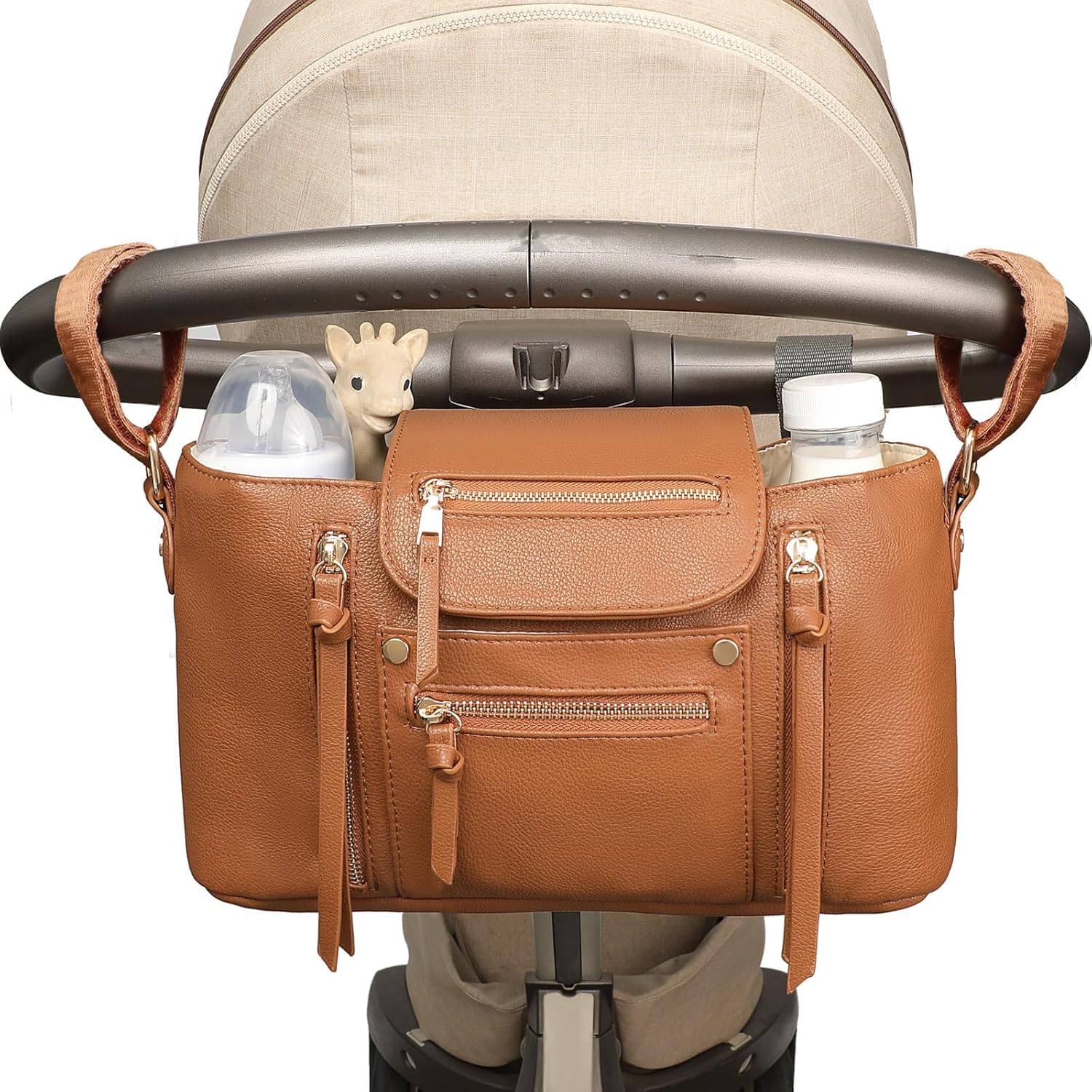 Stylish Stroller Organizer with Insulated Cup Holders for Parents