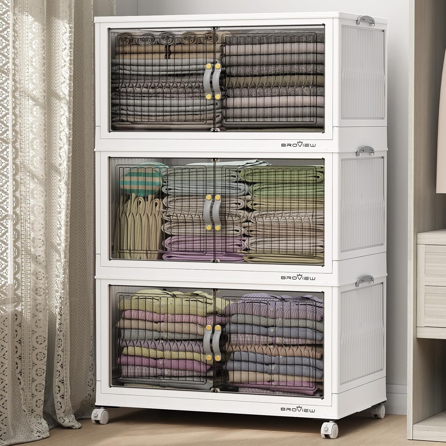 360 Qt Stackable Storage Bins with Lid for Closet Organization