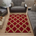 5 ft x 6 ft 6 in Red Trellis Area Rug - Low-Profile, Non-Slip Floor