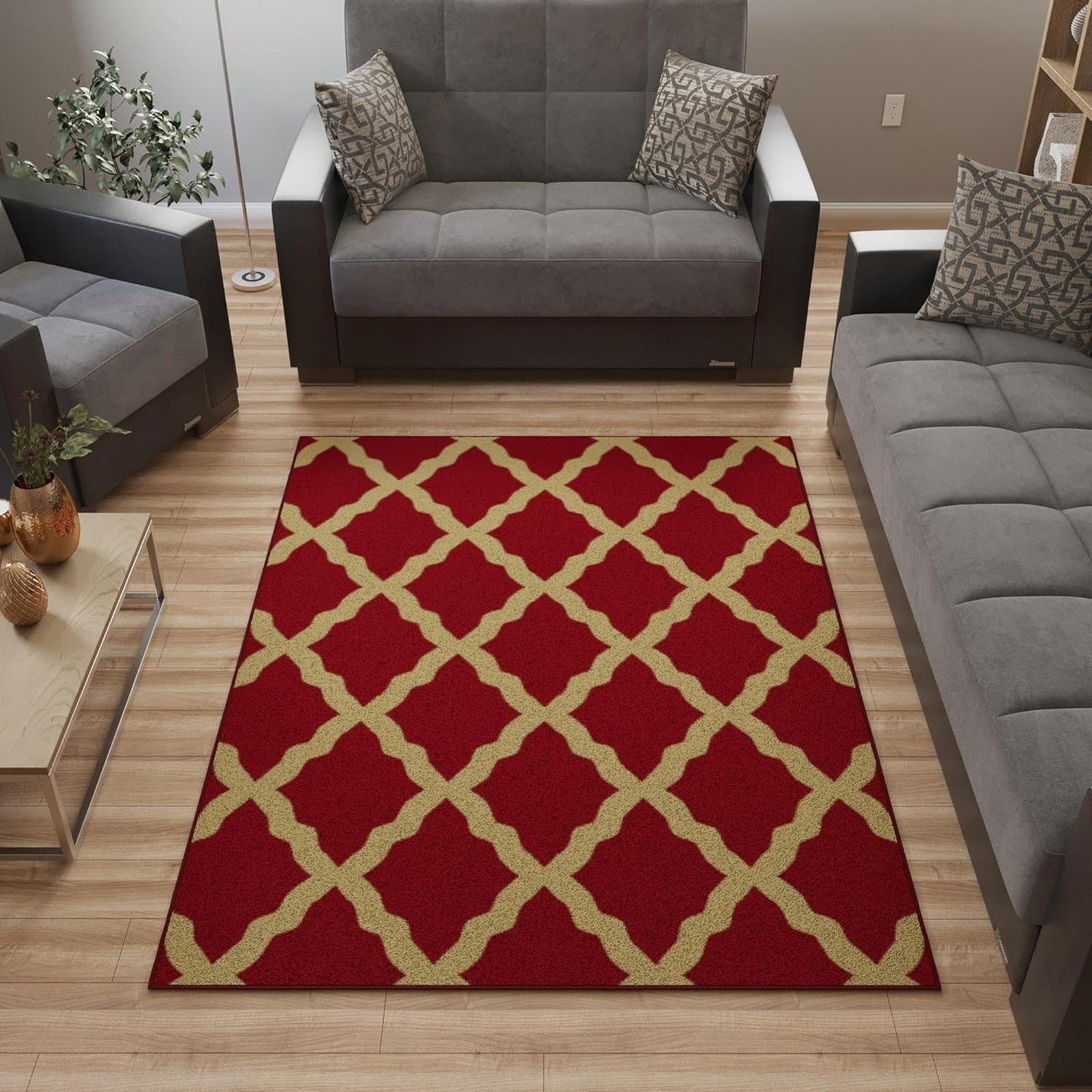 Ottomanson 5ft x 6ft 6in Trellis Area Rug for Living Room and More