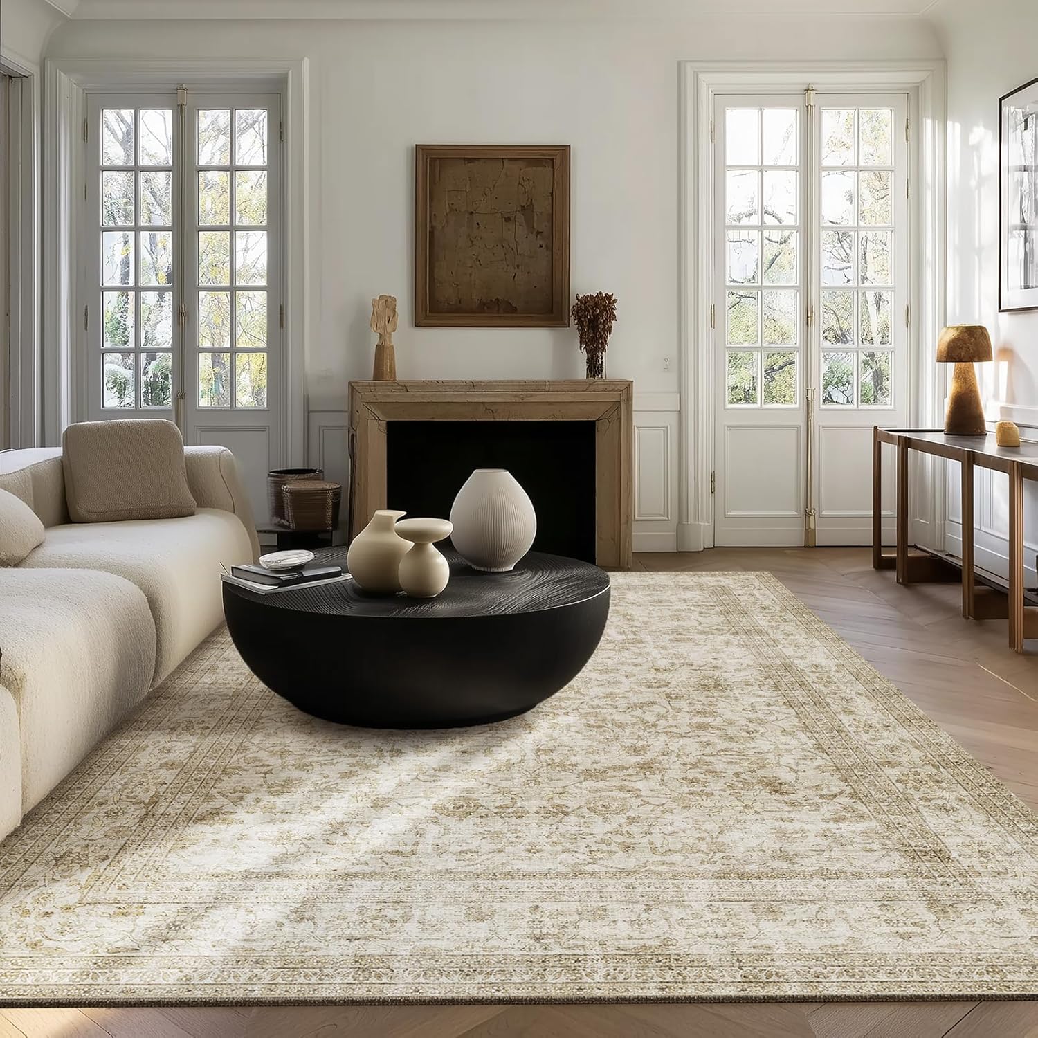 Machine Washable Rugs for Living Room: Soft Non-Slip 5x7 Area Rug