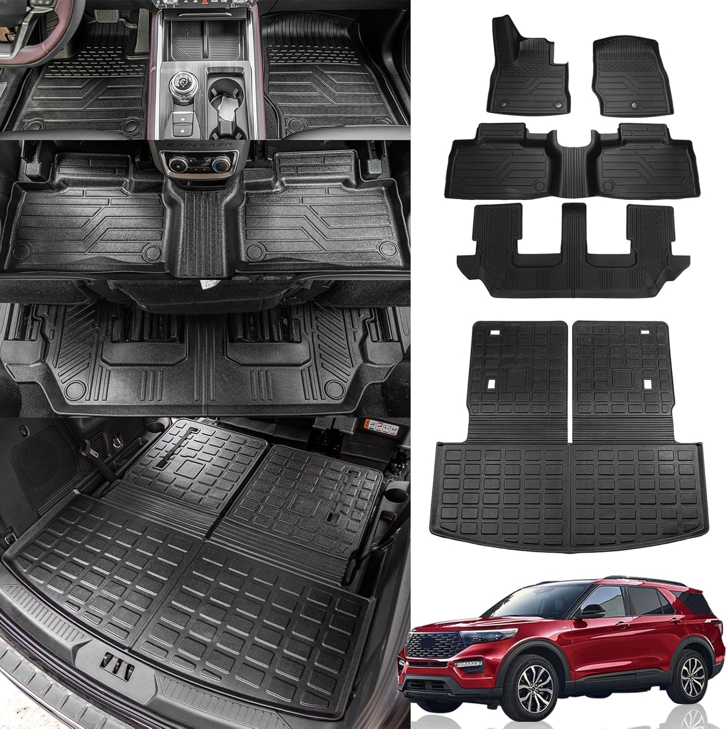 Floor Mats Compatible with 2020-2025 Ford Explorer 7-Seater