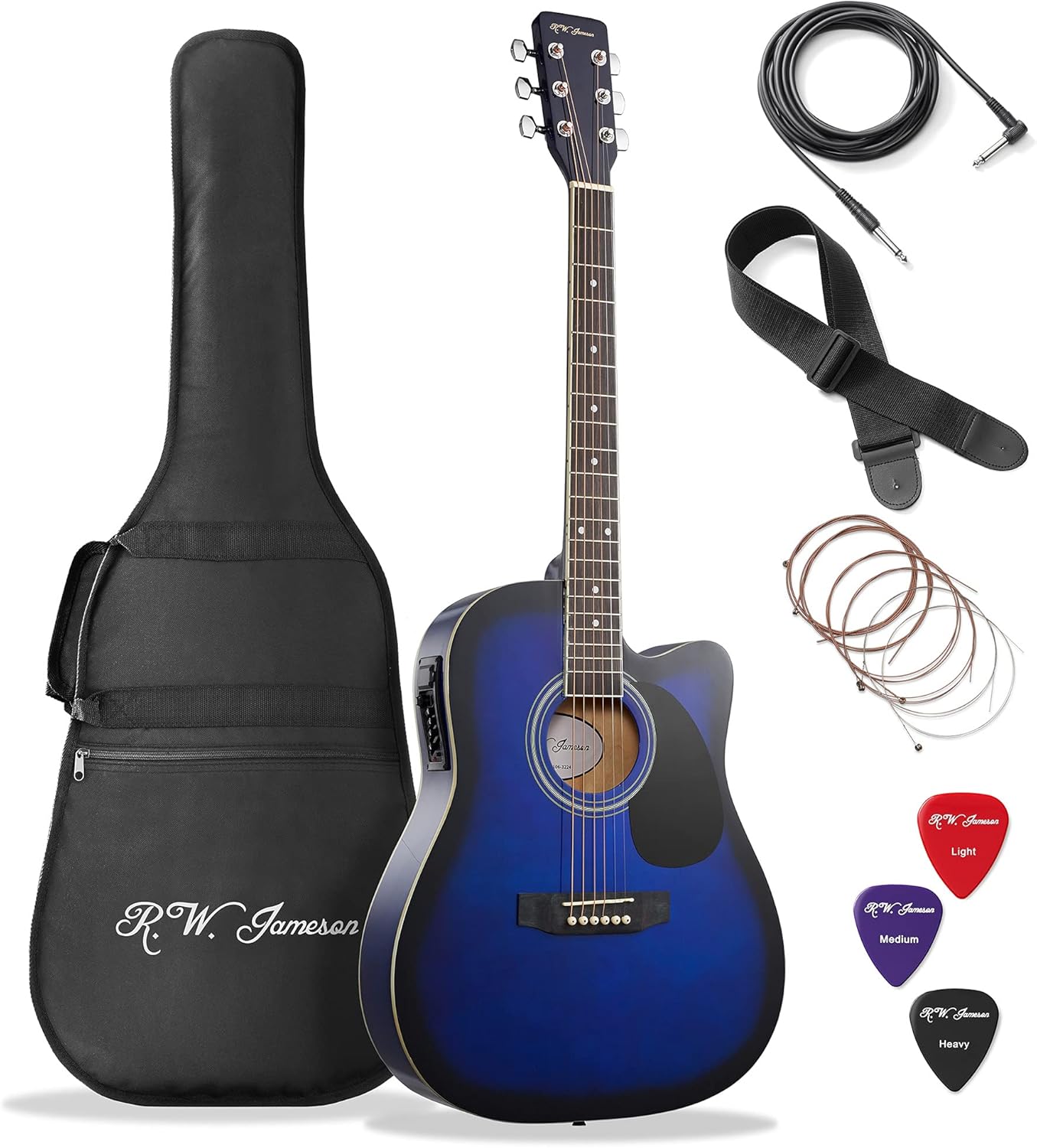 Jameson Blue Full Size Thinline Electric Guitar Bundle