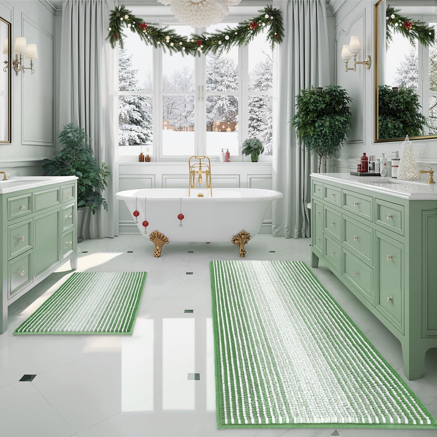 Thick Absorbent Chenille Bath Mat Set for Luxurious Comfort