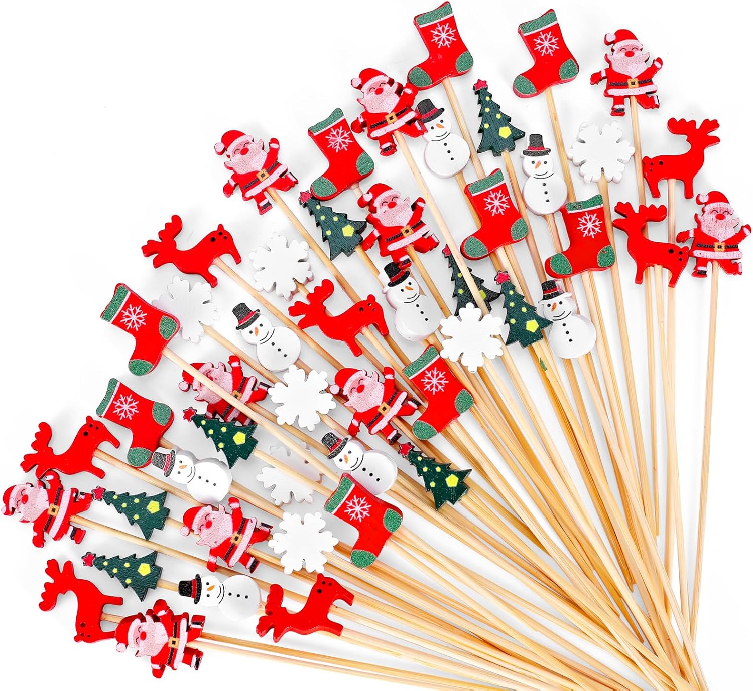 Bamboo Christmas Cocktail Picks - Festive Party Decor!