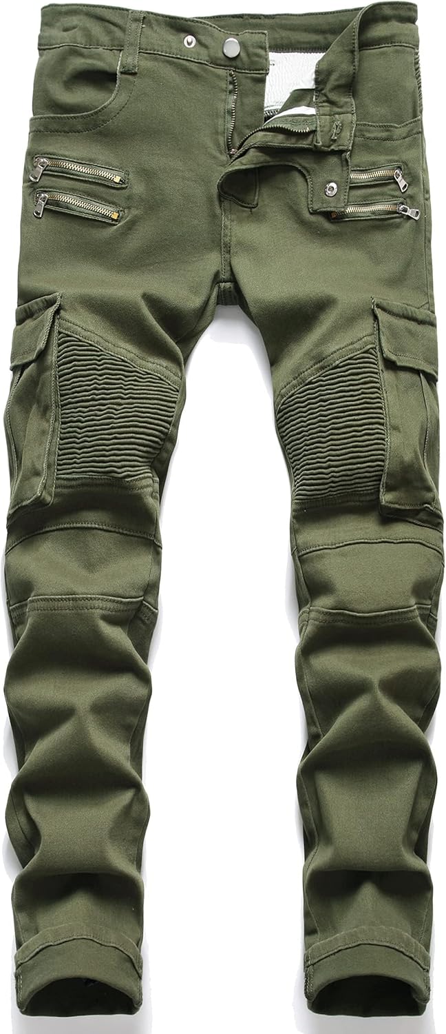 AITITIA Men's Biker Zipper Deco Washed Straight Fit Jeans Review