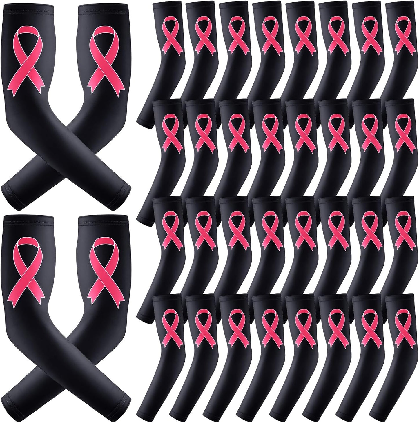 Zhehao 18 Pairs Breast Cancer Awareness Arm Sleeves