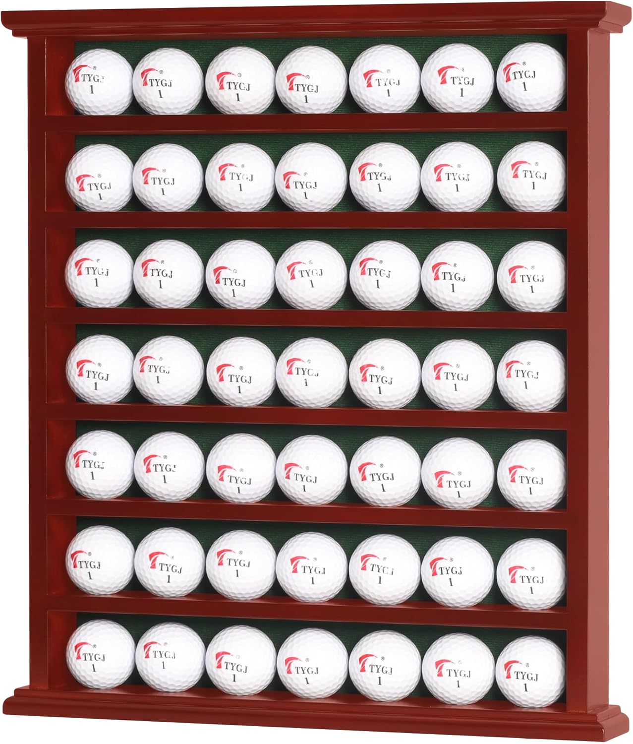 DisplayGifts Golf Ball Display Case Cabinet Rack with Mahogany Finish