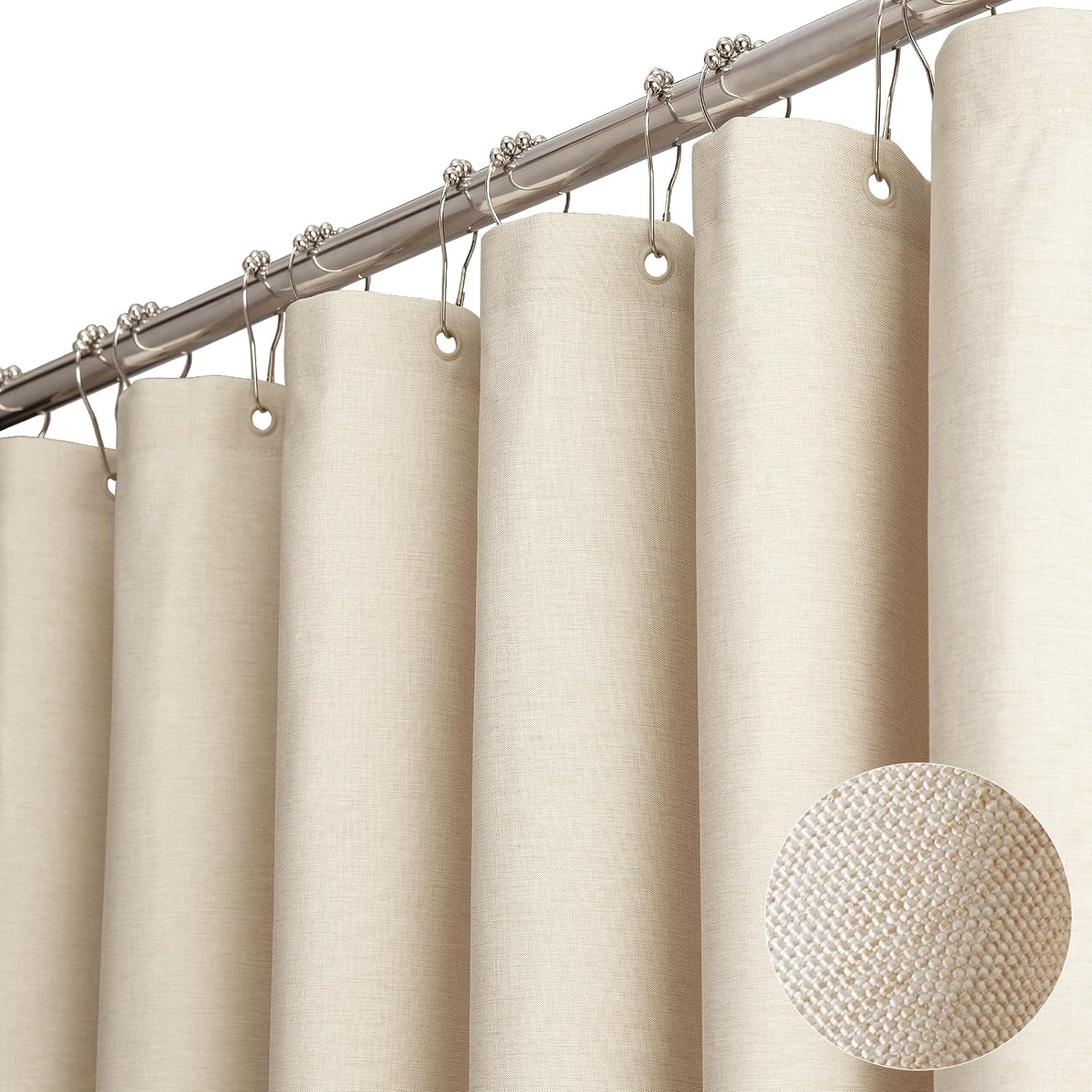 BTTN 84 Long Linen Textured Shower Curtain