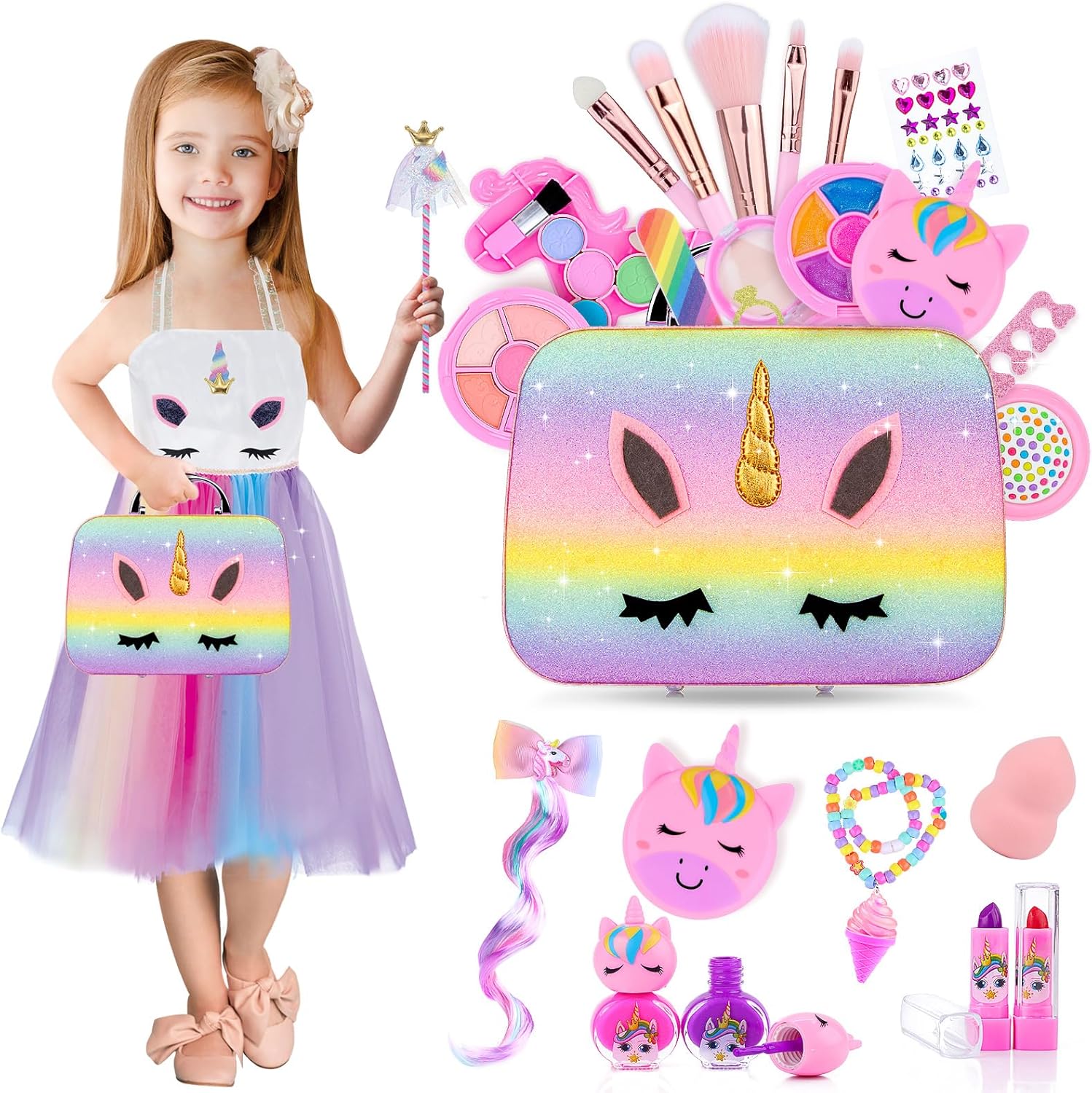 Travel Birthday Gifts Makeup Kit for Kids - Princess Gift Set