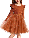 Toddler Tutu Dress Velvet Tulle Long Sleeve Ruffle - Cozy Holiday Fit