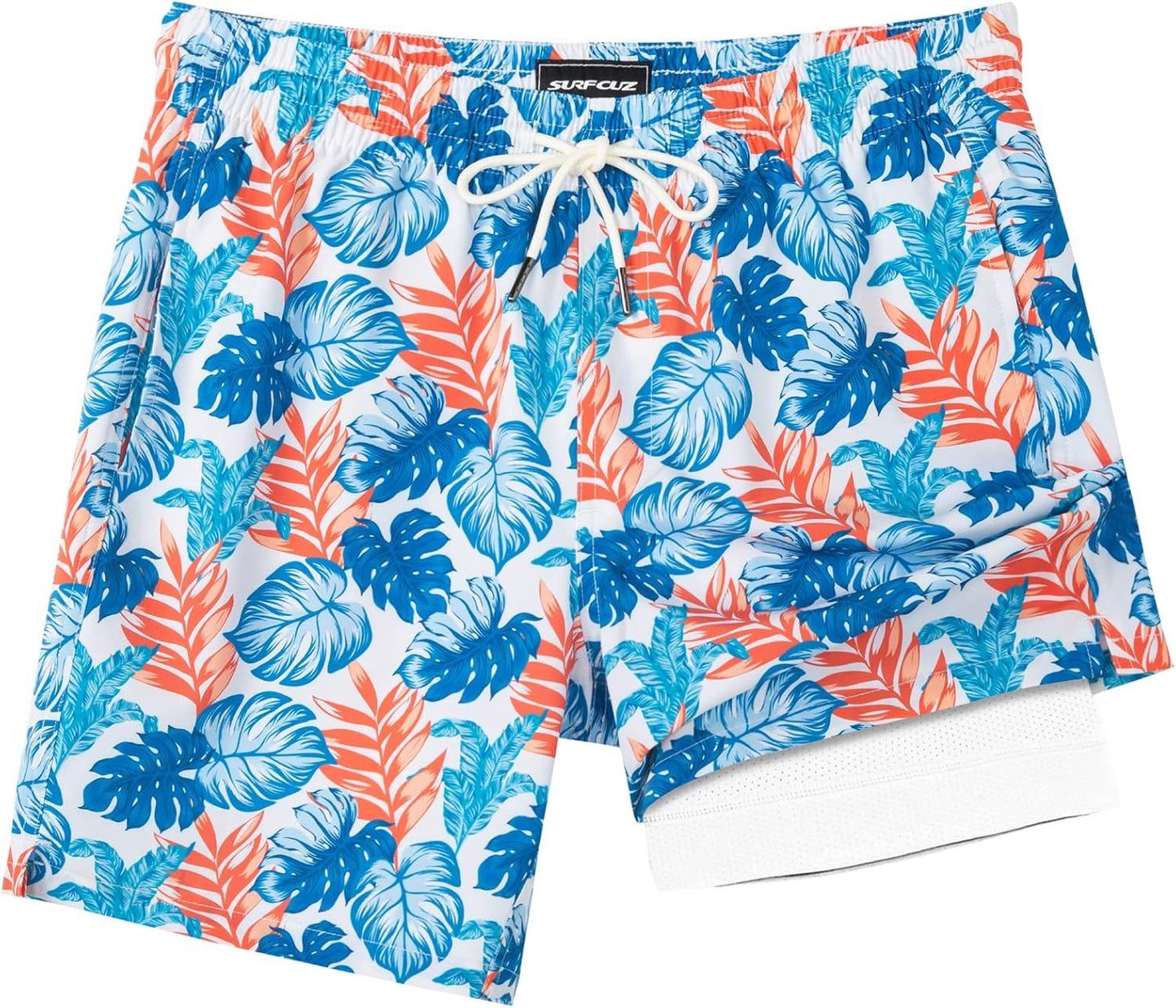 Quick Dry 7 Inch Mens Swim Trunks with Compression Liner