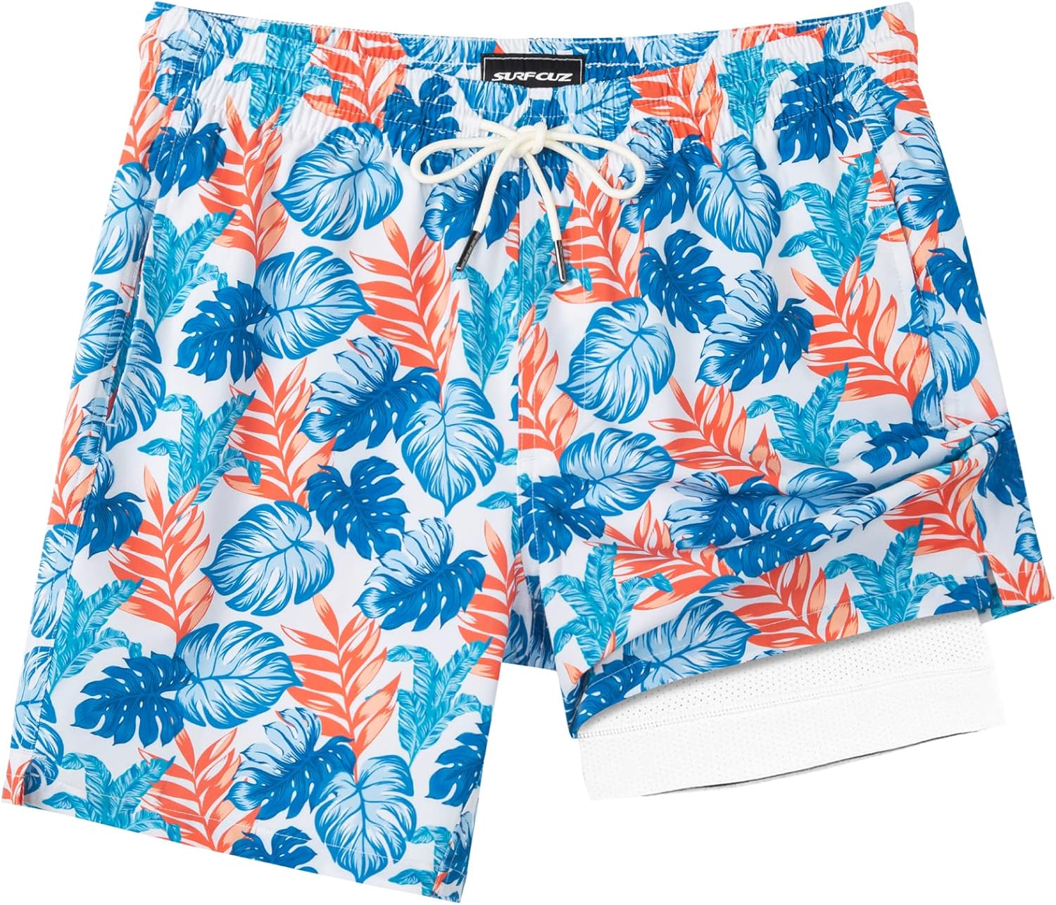 Quick Dry 7 Inch Mens Swim Trunks with Compression Liner