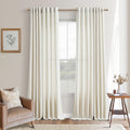 Off White Curtains 100 in Long 2 Panels for High Ceiling - Linen Look