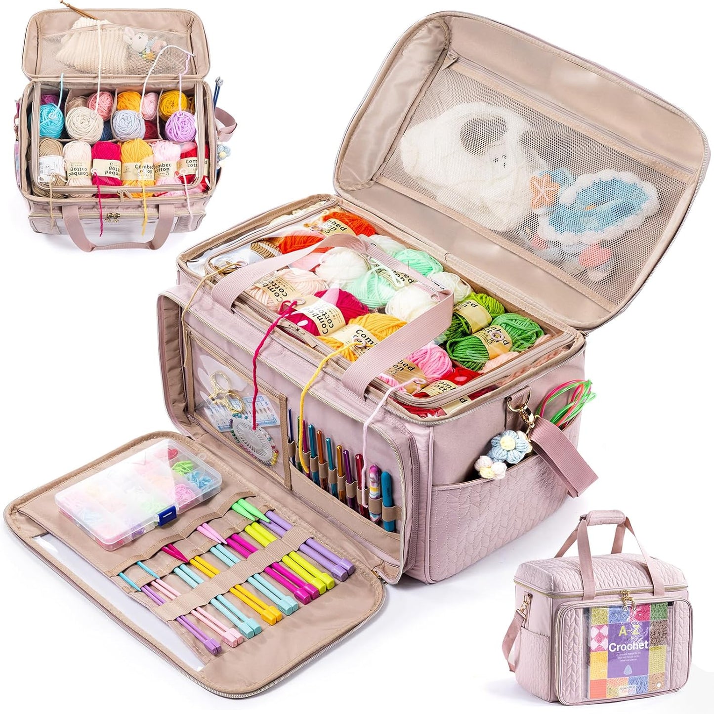 Large Yarn Storage Bag for Crocheting and Knitting Projects