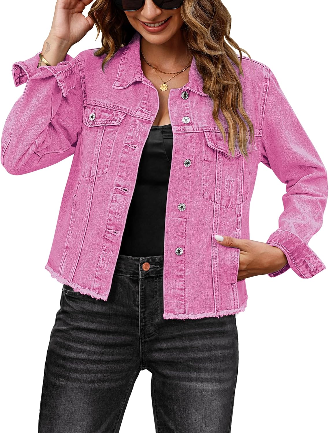 Luvamia Denim Jacket for Women - Distressed Vintage Style