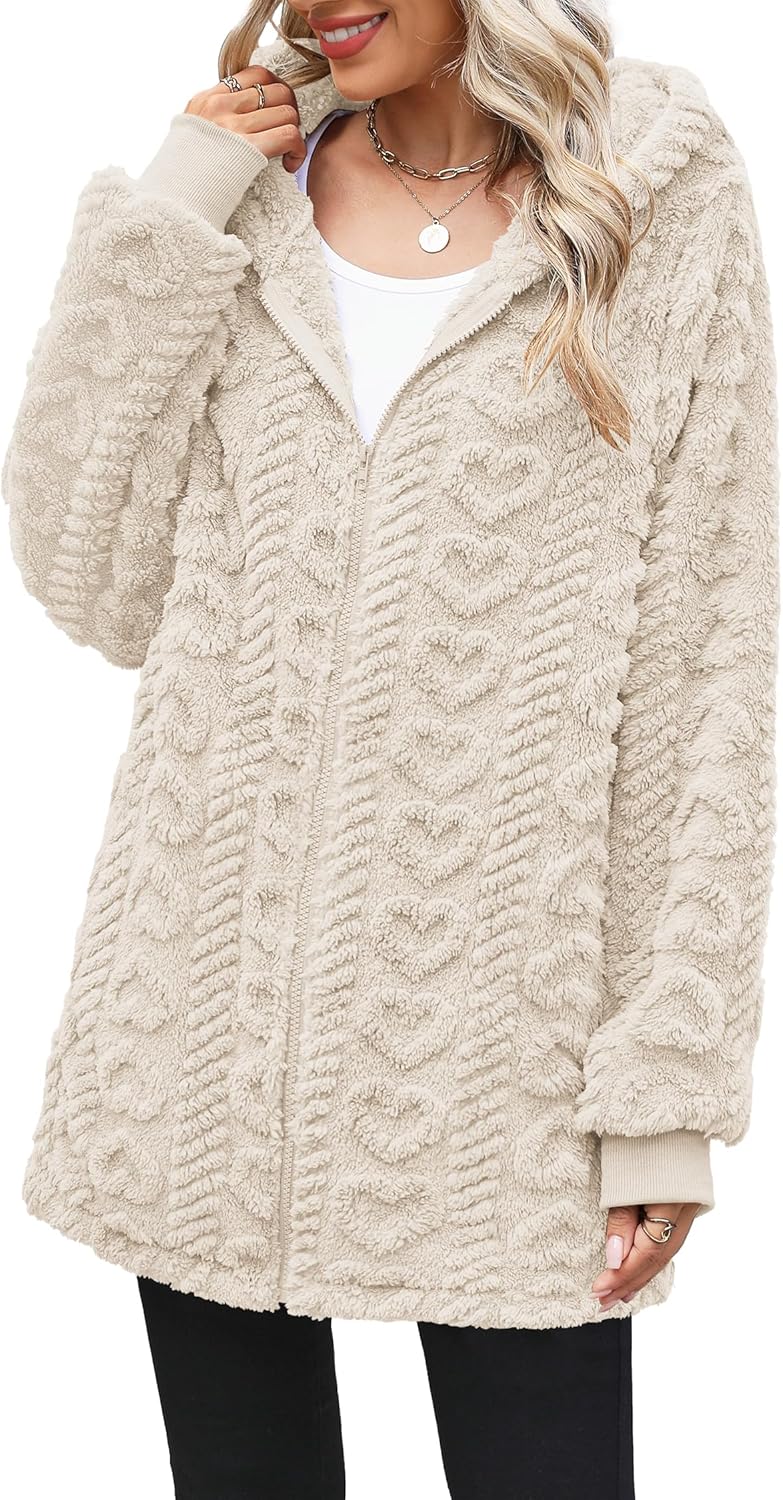 ReachMe Womens Fleece Zip Up Jacket for Cozy Winter Wear