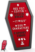 Coffin Letter Board Red Felt 17x10.5 in - Spooky Gothic Message Board