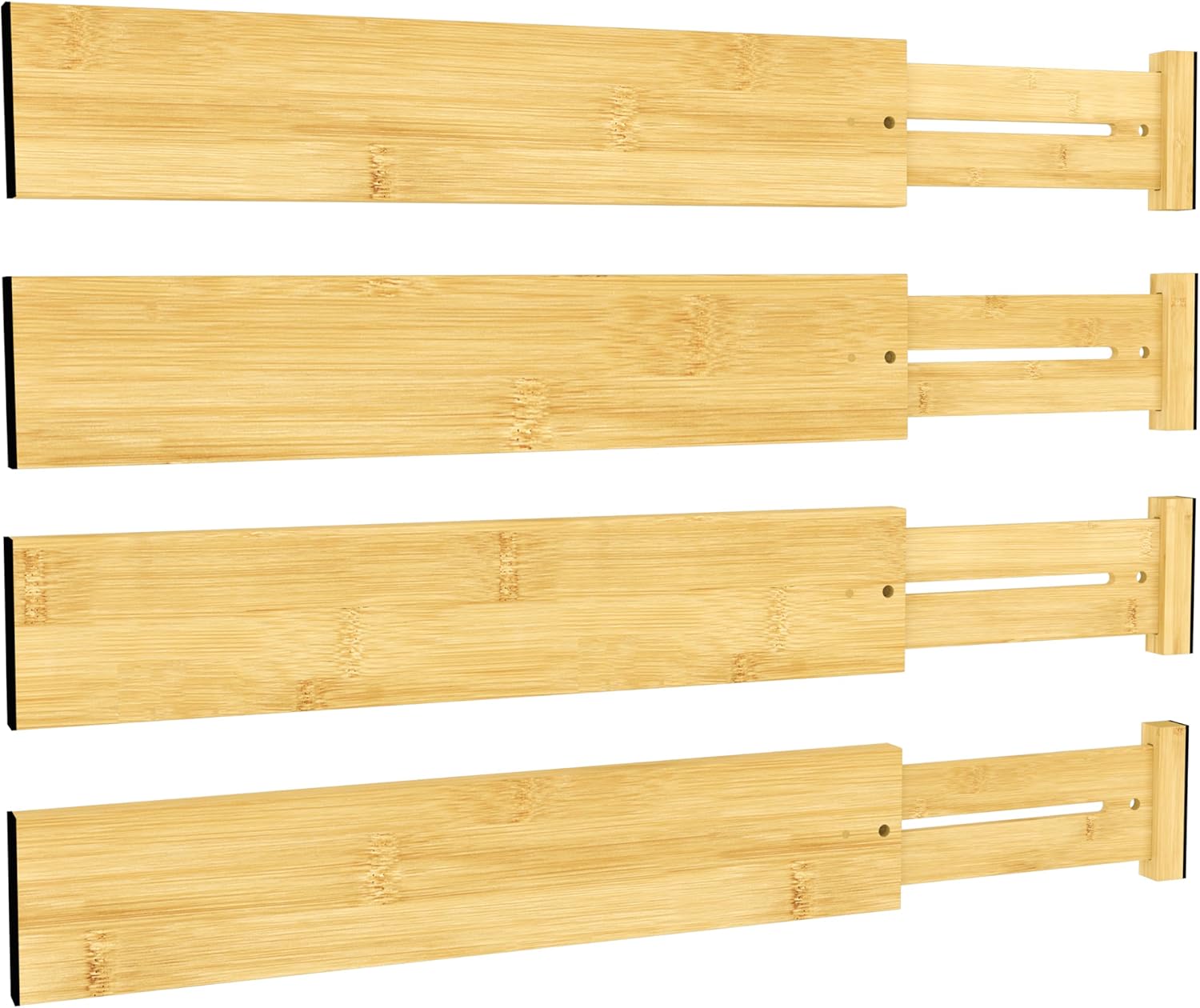 Bamboo Drawer Dividers - Adjustable Expandable Organizer 4-pack