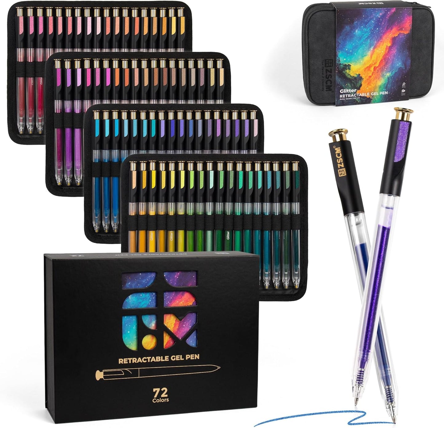 Retractable Glitter Gel Pens for Smooth Writing and Art Supplies