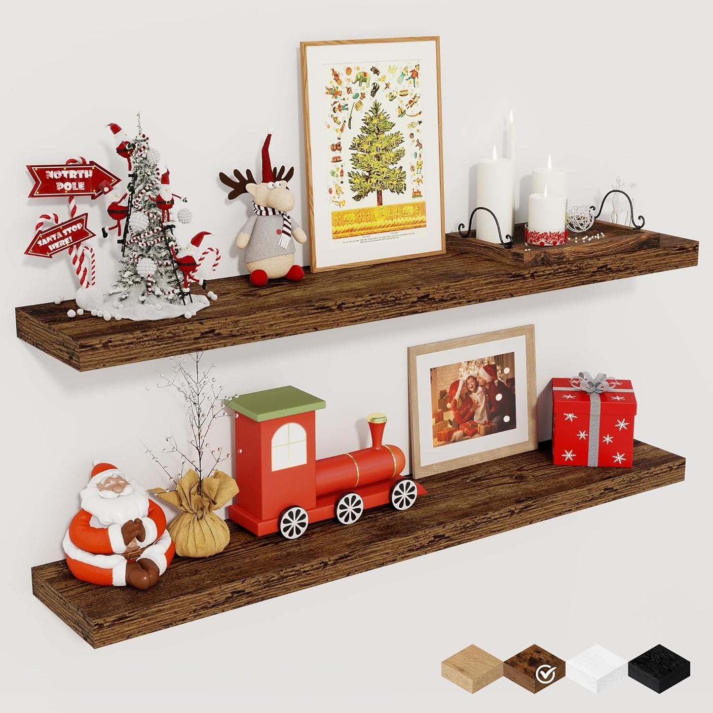 36Inch Floating Shelves for Wall - Rustic Wood Storage Solution