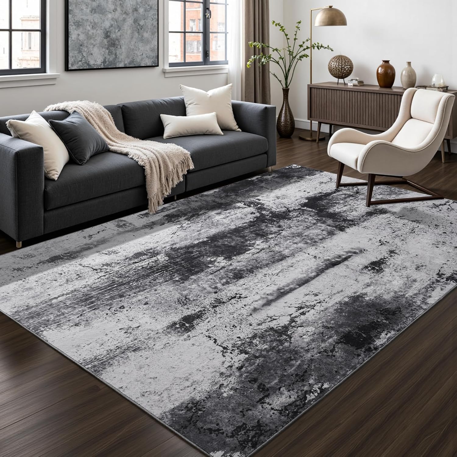 Toneed Abstract Area Rug - Modern Washable Soft Non Slip Design