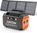 AIMTOM 200W Portable Power Station with 30W Solar Panel - Compact