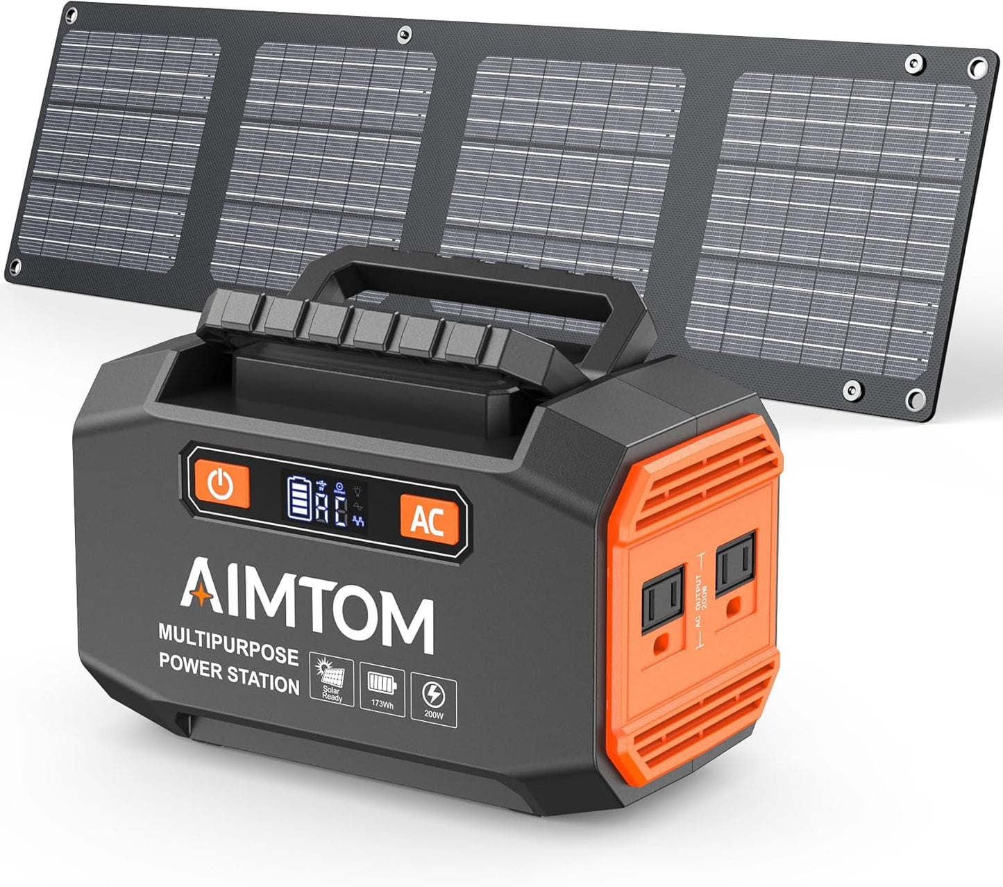 AIMTOM 200W Portable Power Station with Solar Panel Bundle