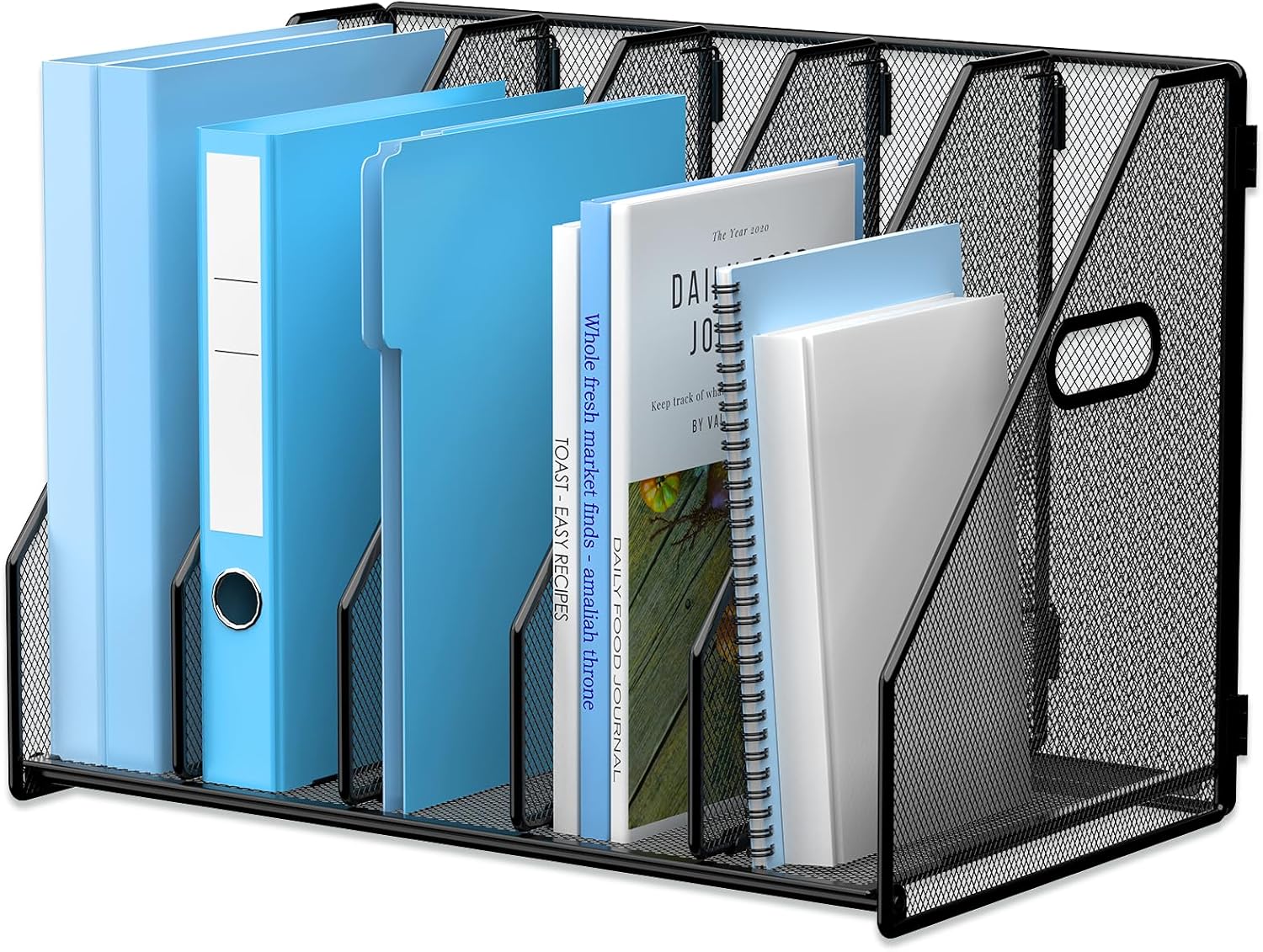Efficient Metal Desk File Organizer - 5 Compartments