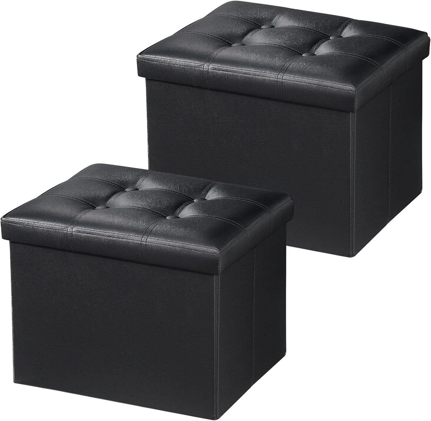 2PC Storage Ottoman with Thicker Foam Padded Seat for Versatile Use