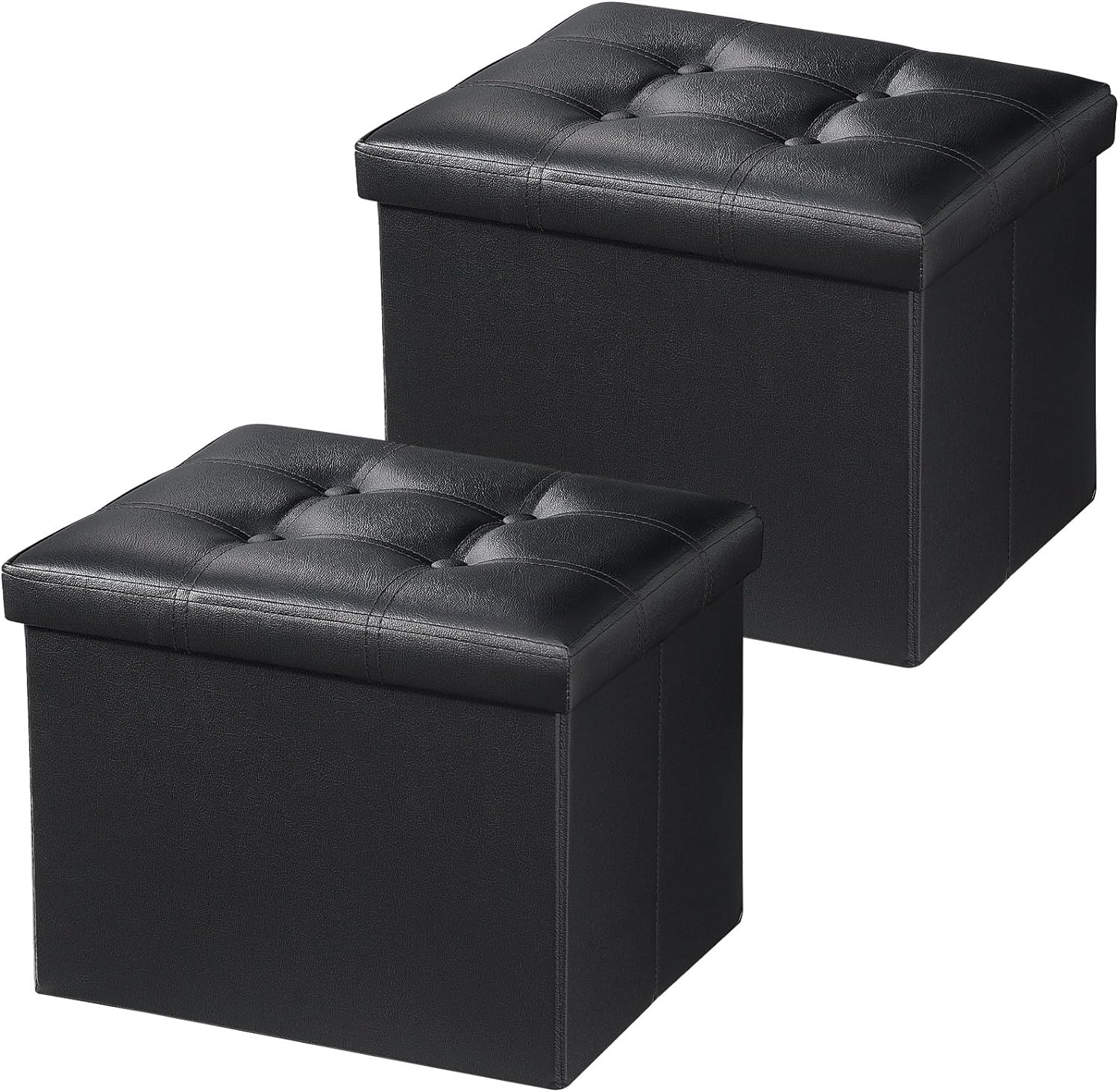 2PC Storage Ottoman with Thicker Foam Padded Seat for Versatile Use