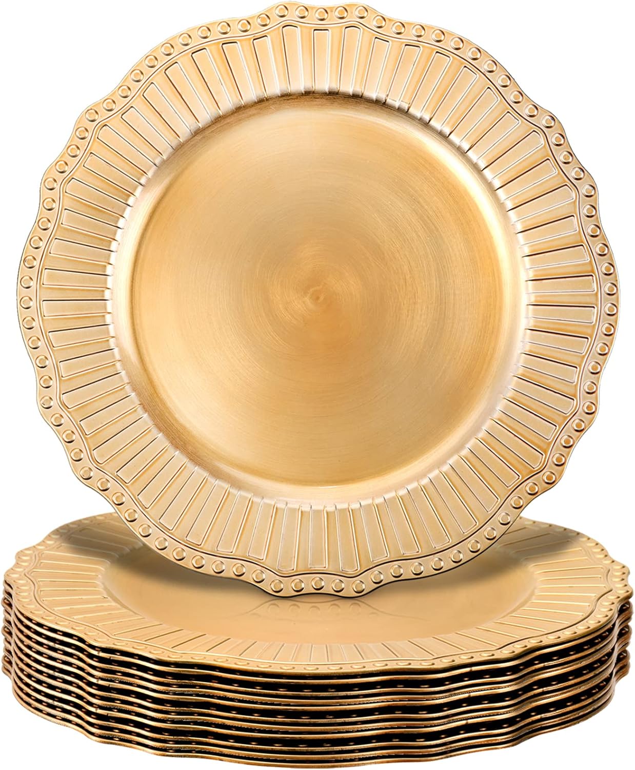 Dicunoy Gold Charger Plates Set - Elegant Reusable Serving Trays