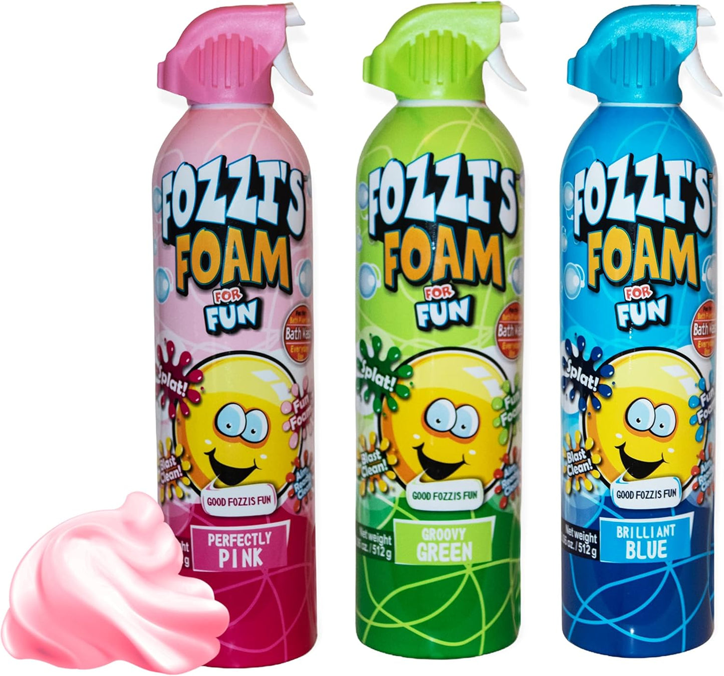 Fozzis Foam Aerosol Spray Soap Pack of 3 for Fun Bath Time