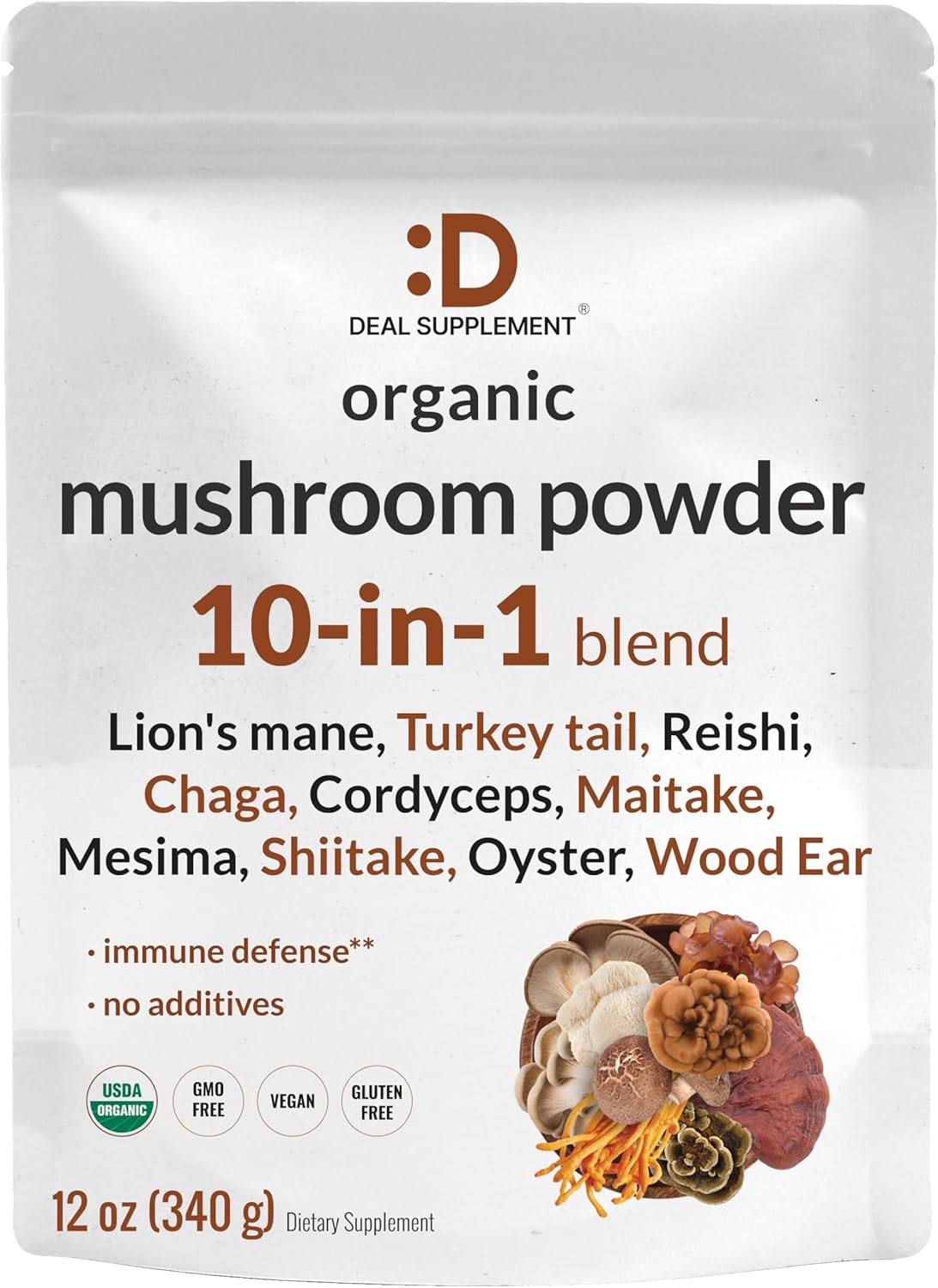 Immune & Brain Boost 10-in-1 Mushroom Powder 12oz