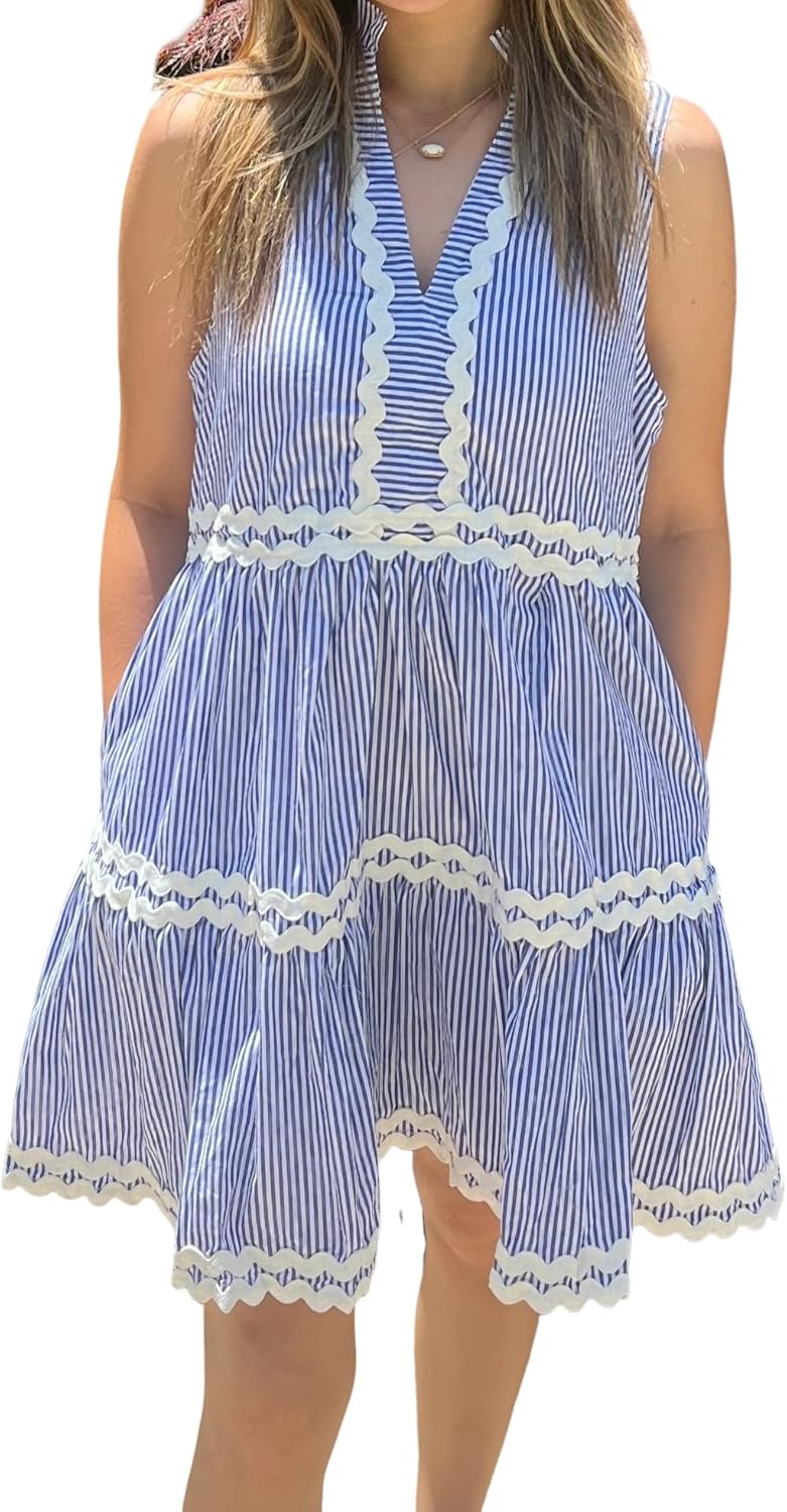 Kuraki Women's Cute Sleeveless Rickrack Tiered Dress Review