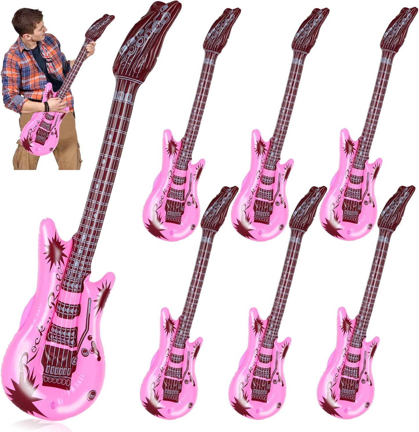 Inflatable Pink Guitars: Rock Star Party Essential