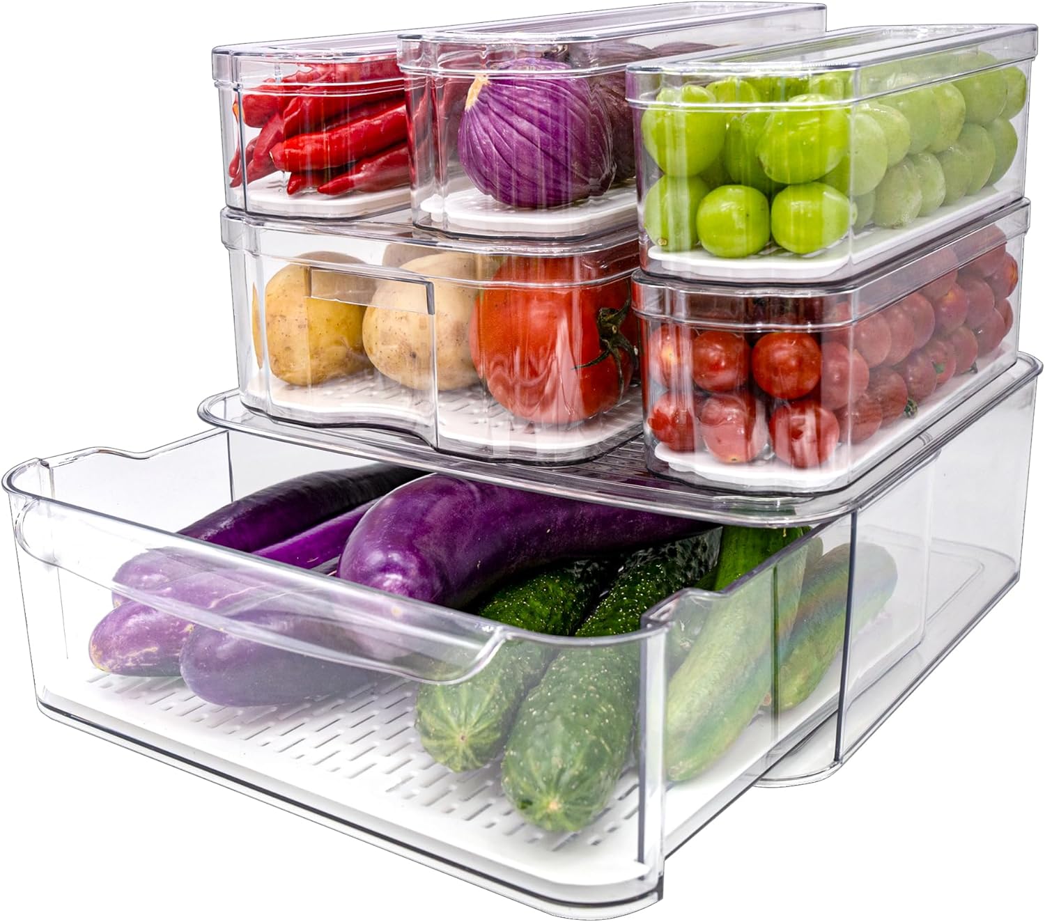 Fridge Organizers and Storage for Fruits and Vegetables Set