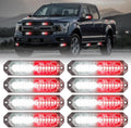 8-Pcs 12 LED Strobe Grille Lights Red/White - Ultra Slim Warning Bar