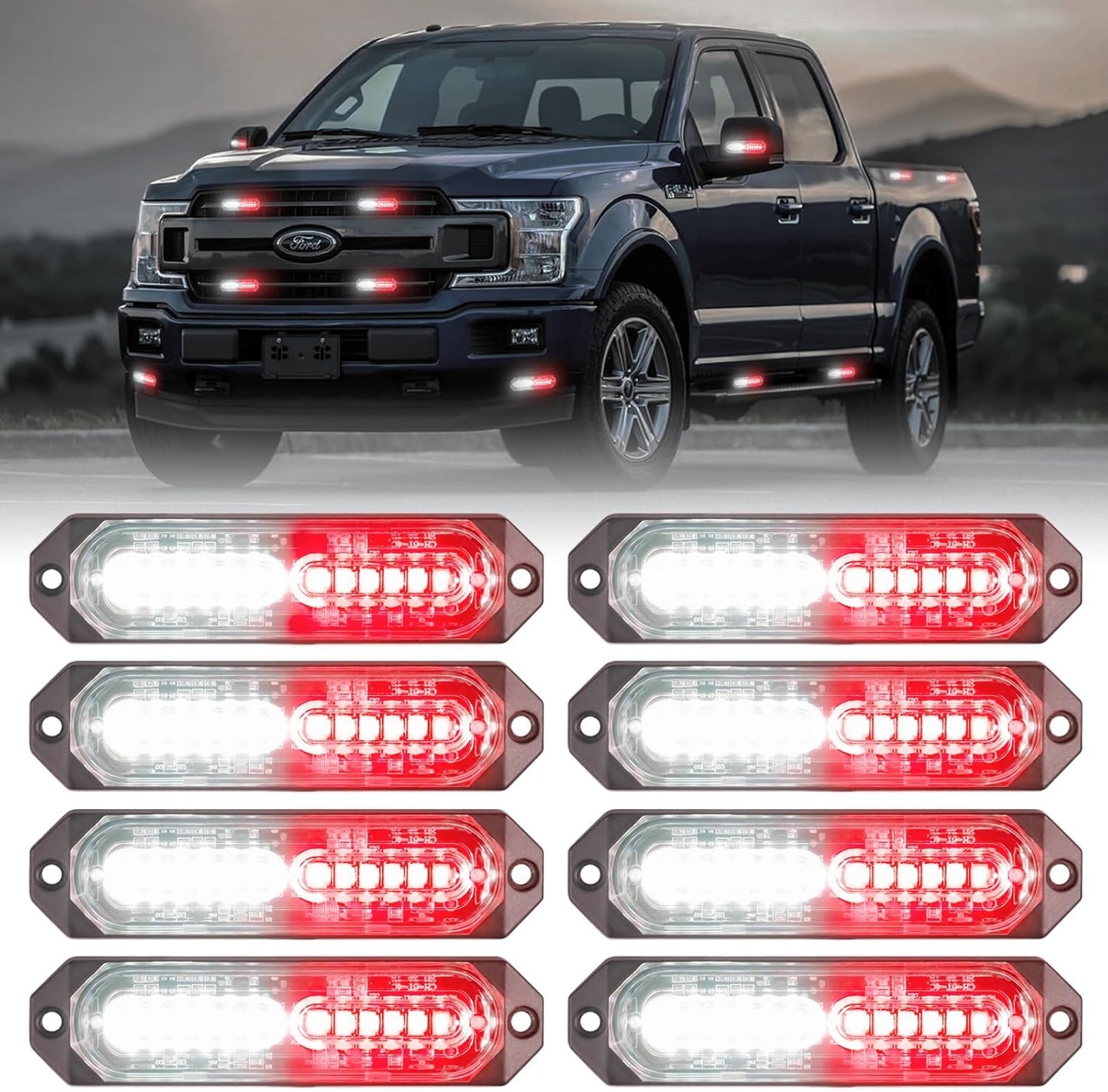 12 LED Sync Feature Emergency Strobe Grille Lights for Vehicles