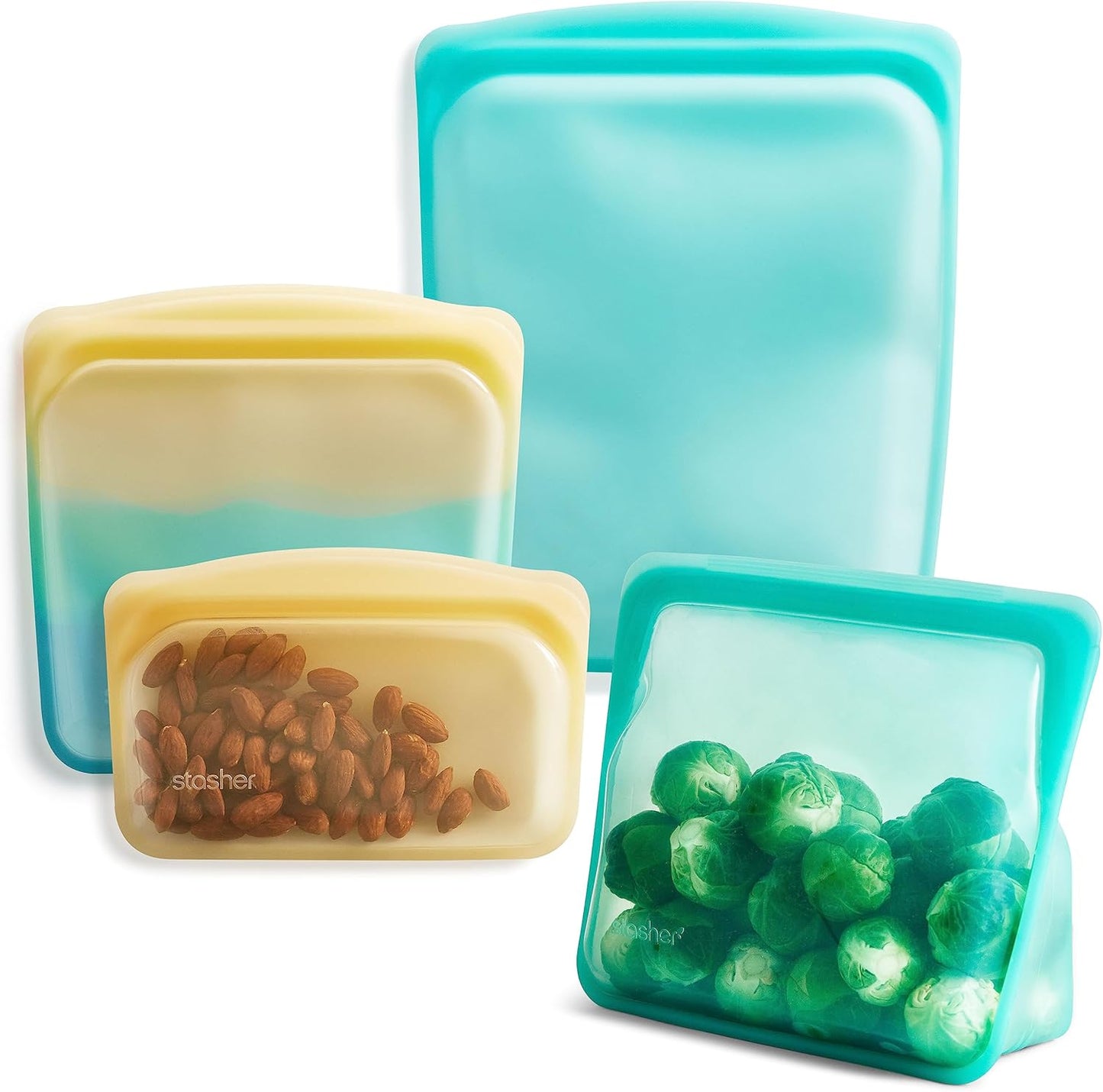 Silicone Reusable Food Storage Bags, 4-Pack, Eco-Friendly Use
