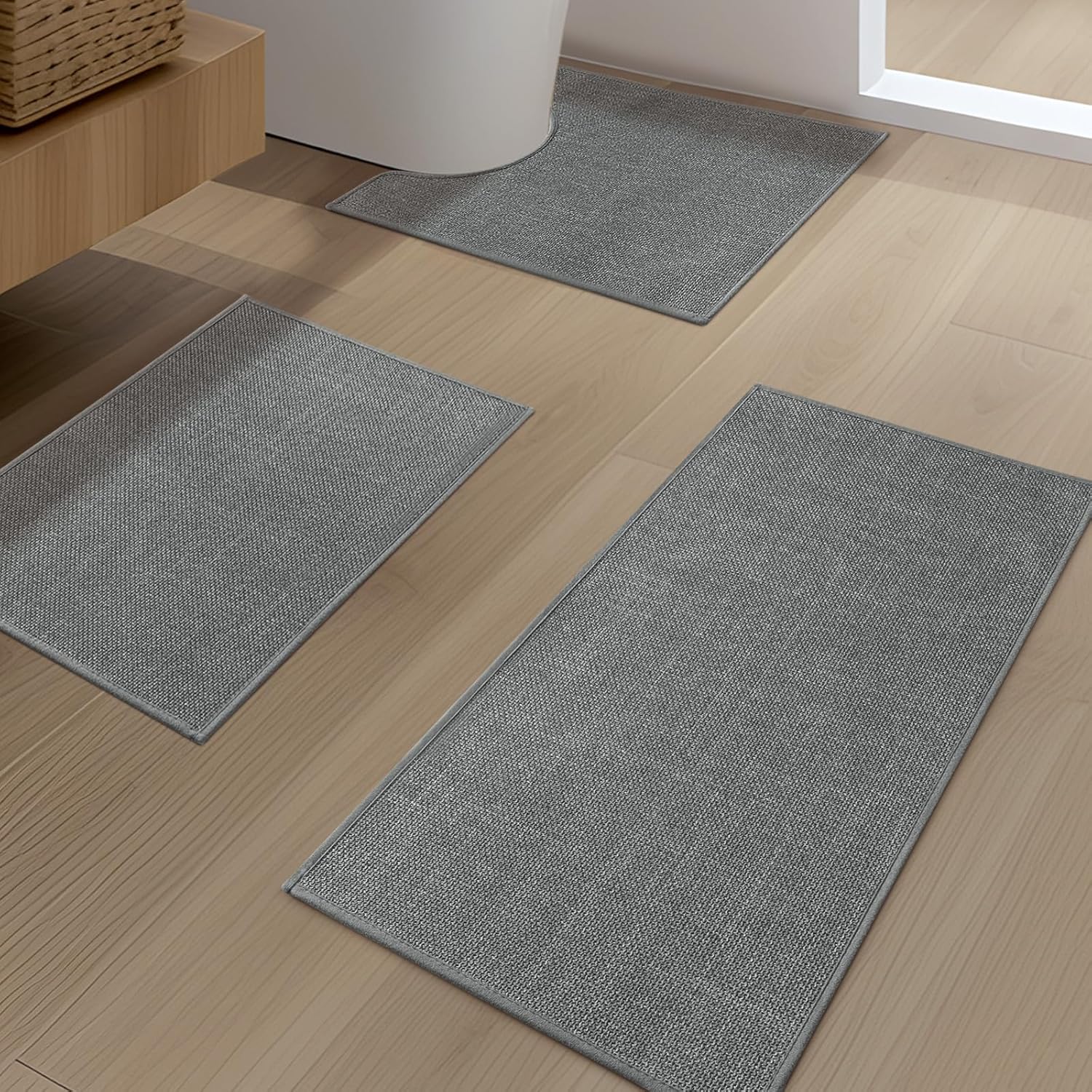 YIHOUSE Grey Bathroom Rug Sets 3 Piece for Quick Dry Comfort