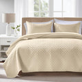 FLYMME Beige King Quilt Bedspread Set - Lightweight All-Season Comfort