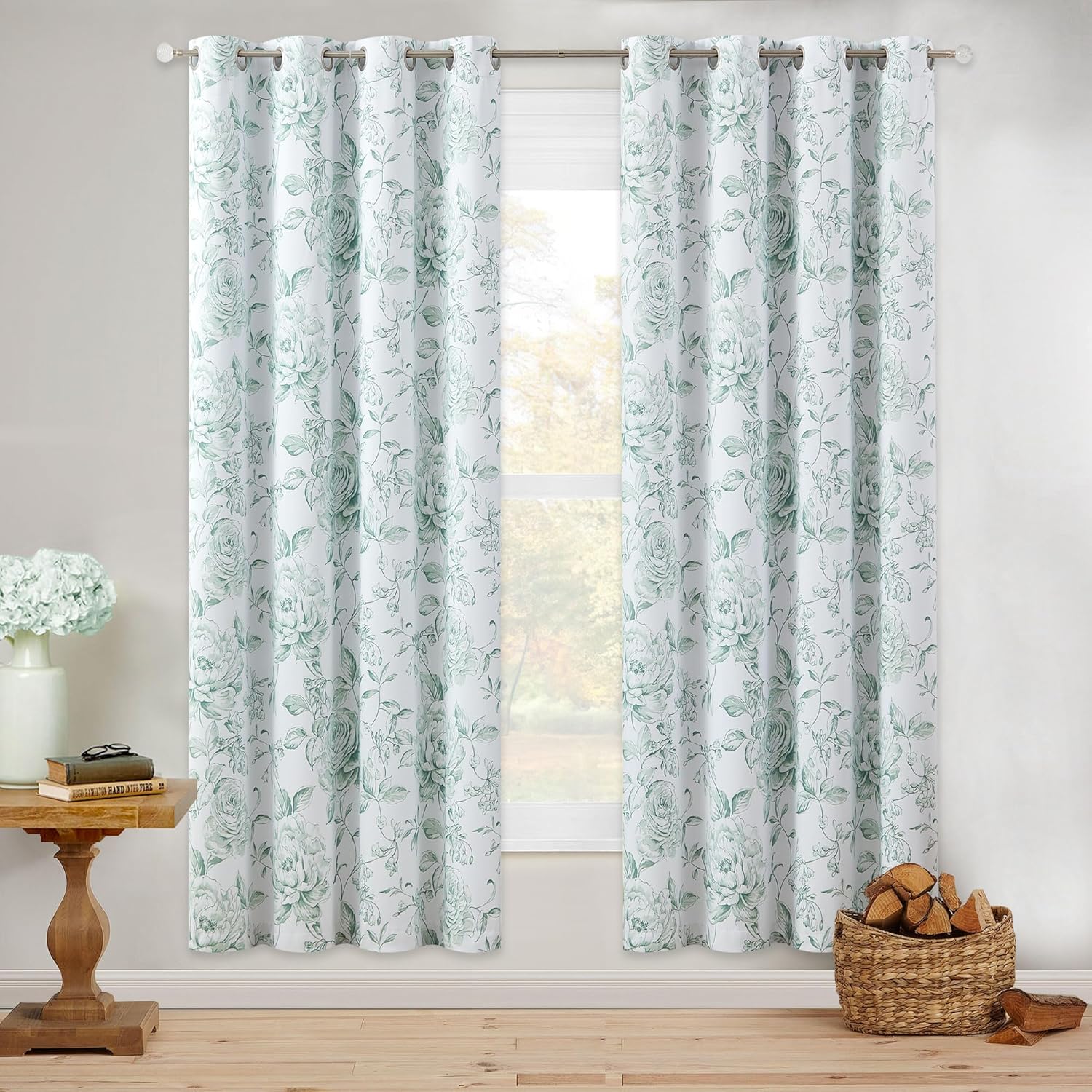 Beauoop Floral Blackout Curtains 72 Inches Long for Bedrooms