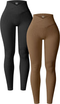 Women's Ribbed Seamless High Waist Yoga Leggings - Flattering Fit soft